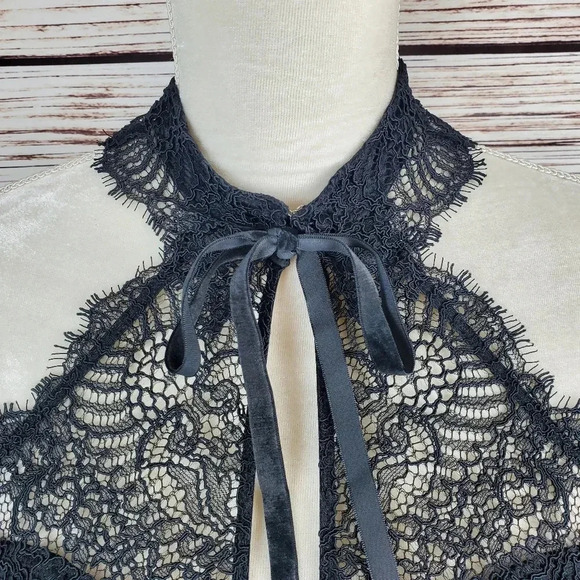 NWT Victoria's Secret 36D Dream Angels Black Lace Demi Bra w/ Collar and Tie - Picture 4 of 11